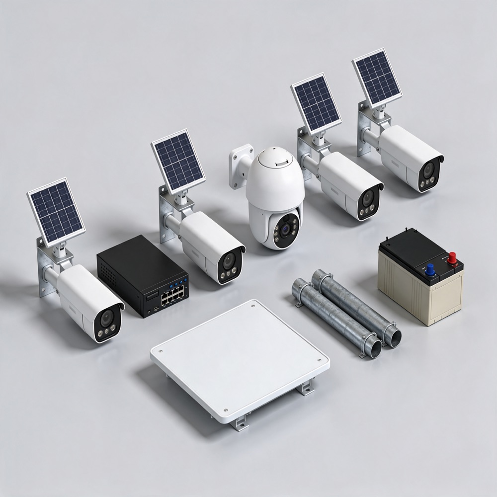 Großes Komplett-Set mit neun Kameras, Rekorder, Starlink und Solar