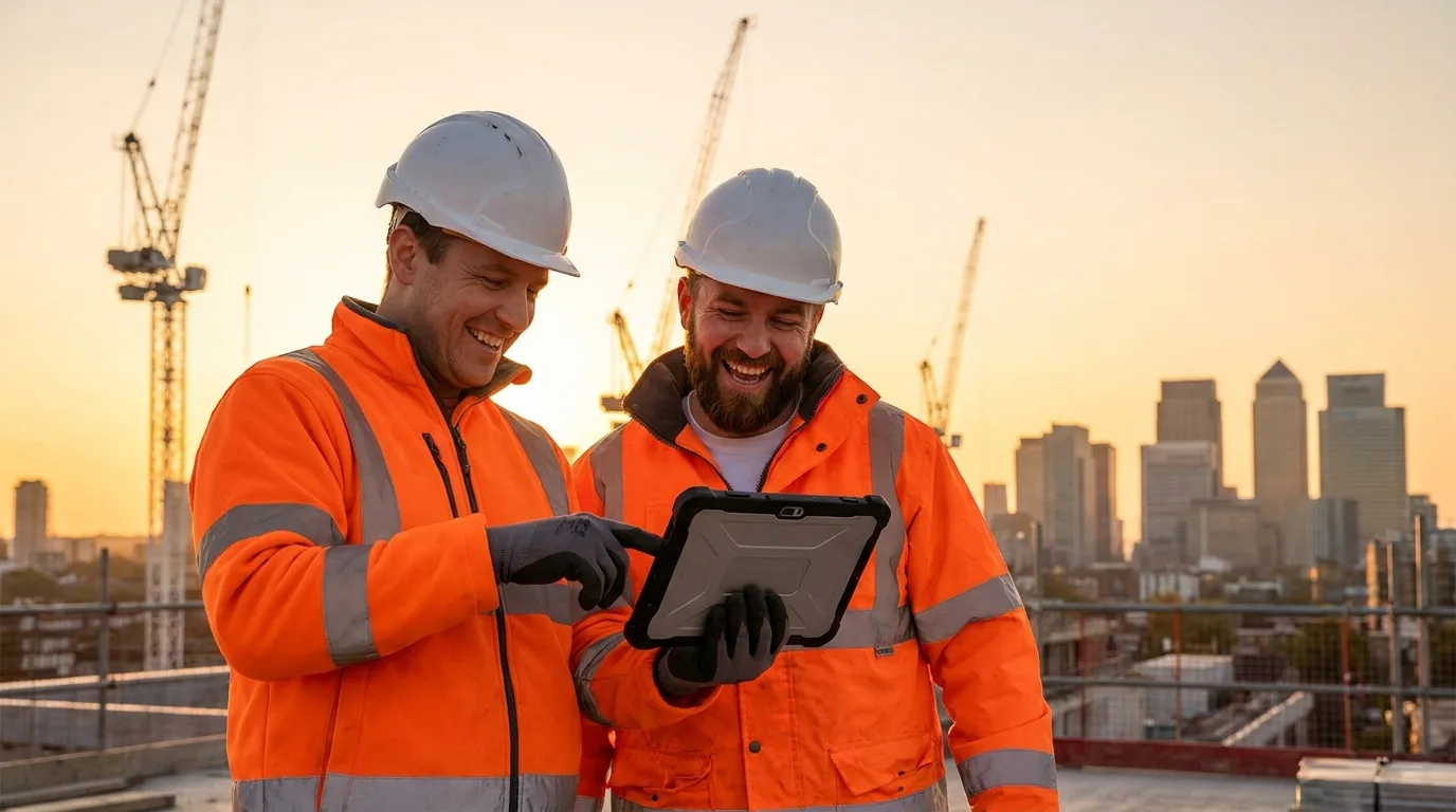 Tablet auf der Baustelle